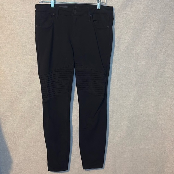 Kut from the Kloth Womens Moto Skinny Pants 8 Mid Rise Black Rayon Straight‎ - Picture 1 of 7